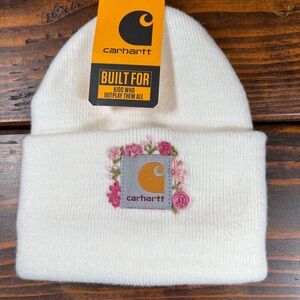 Toddler hand embroidered carhartt beanie beige